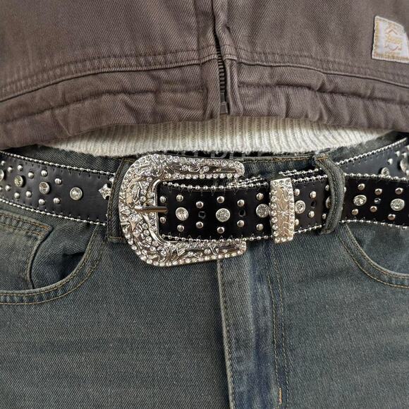 Grunge Goth Cross Gemstone Belt – Black Silver Unisex Style, Brand New - Picture 8 of 12